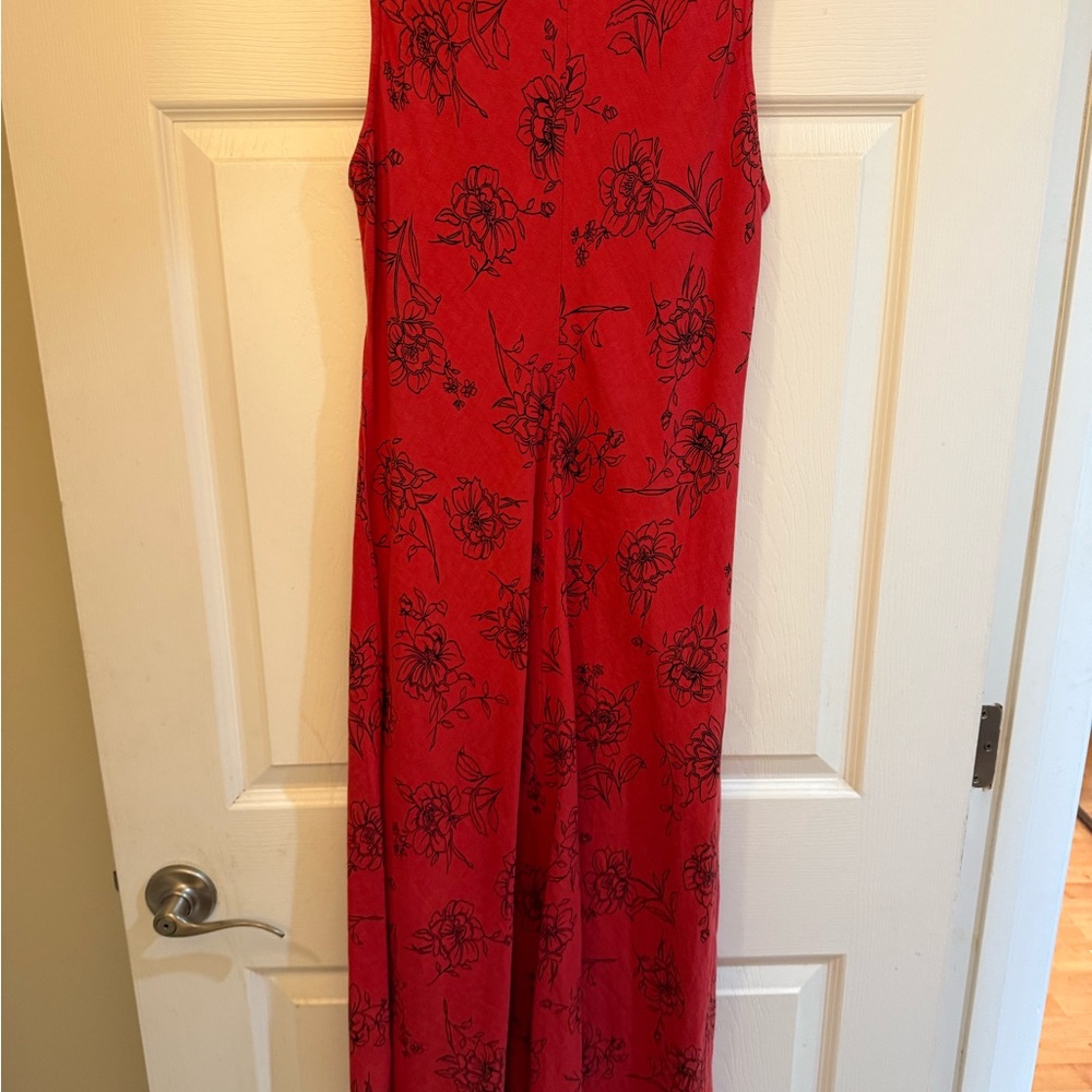 Red Floral Sleeveless Dress